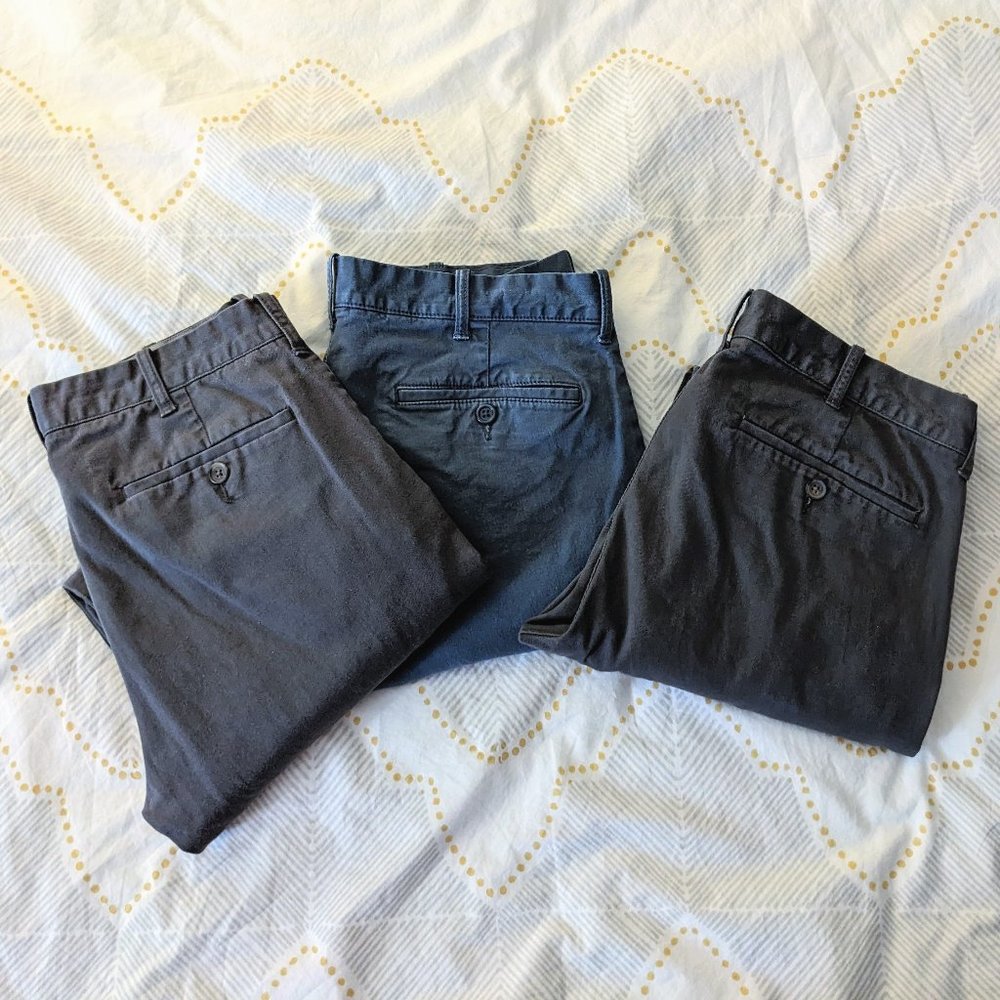 3 Pairs of J. Crew Driggs Slim Fit Flex Chino Dress Pants - Men's 32x30